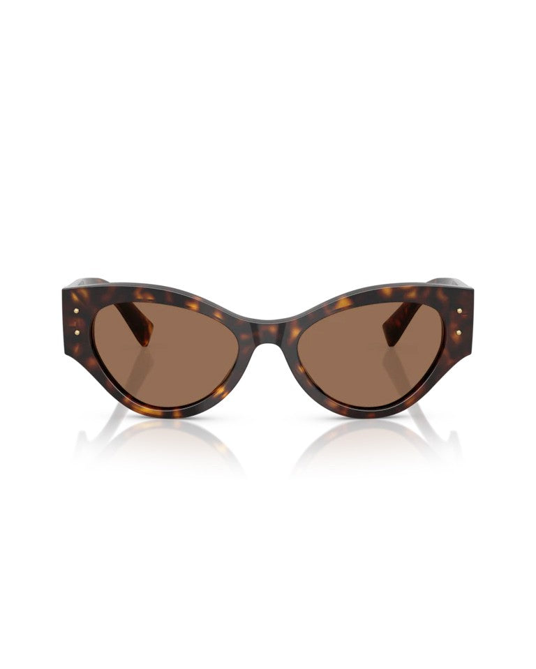 Dolce & Gabbana Havana Cat-Eye Sunglasses With Dark Brown Lenses