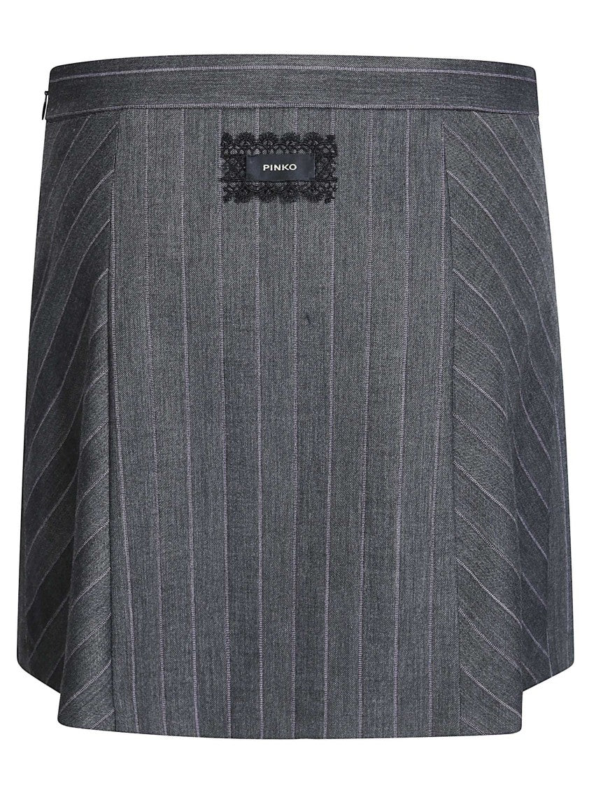 Pinko Giunco Wool-Blend Pinstripe Tailored Mini Skirt