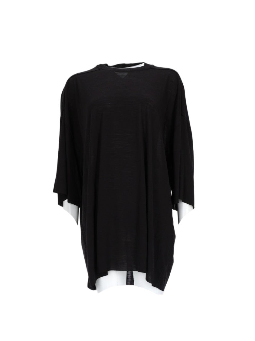 Rick Owens Black Loose Wool-Silk Blend Top