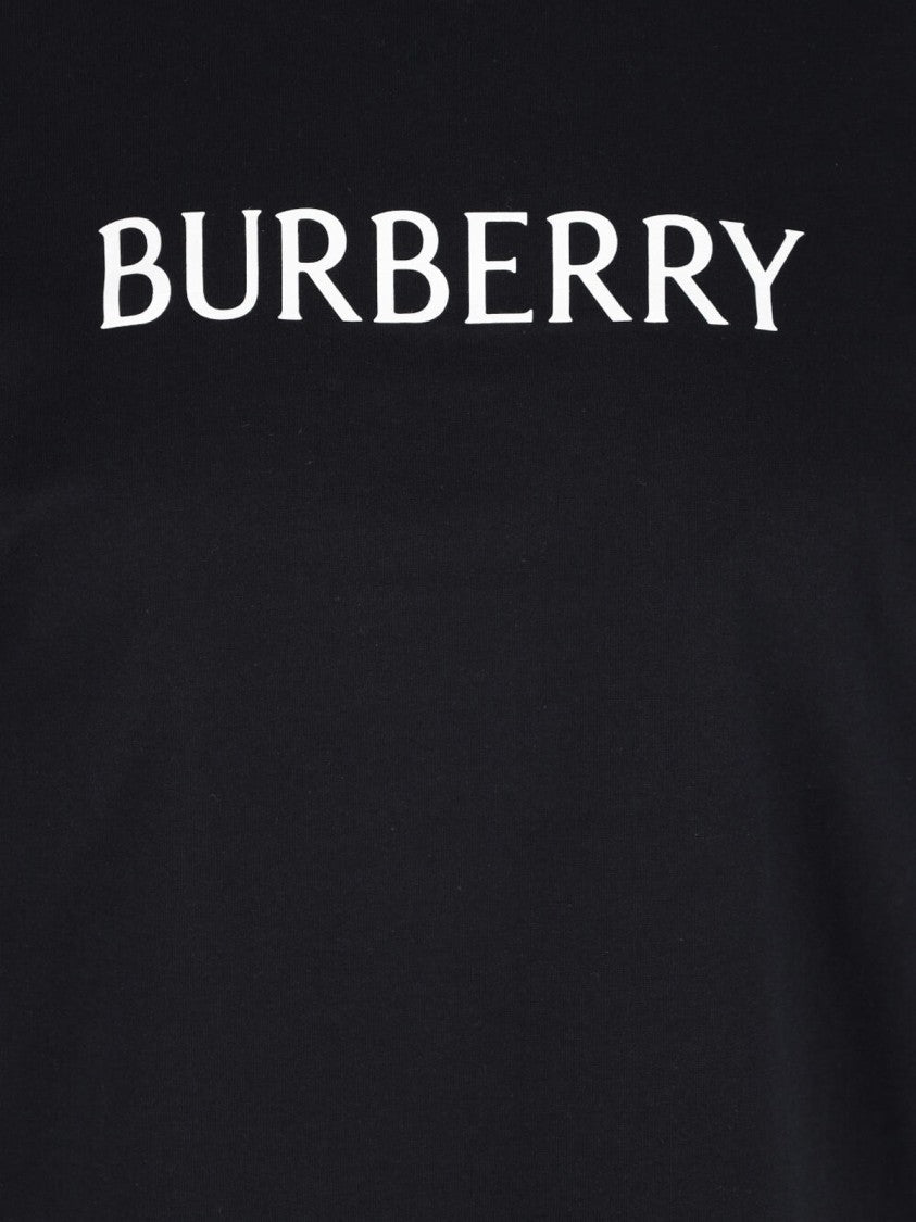 Burberry Logo T-Shirt In Black Cotton, Crew Neck