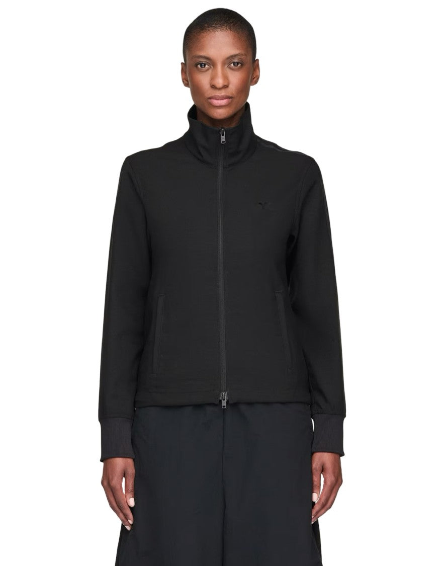Y-3 Black Zip-Up Track Jacket With High Collar