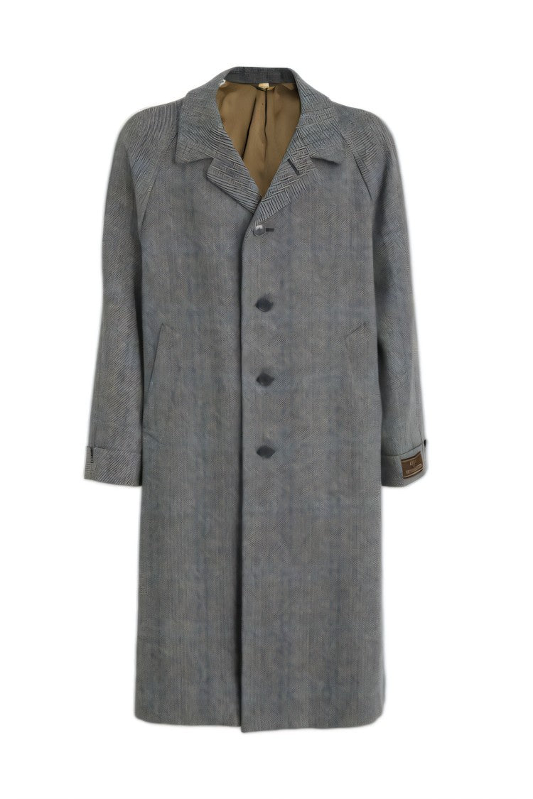 Gucci Classic Grey Herringbone Coat With Notched Collar