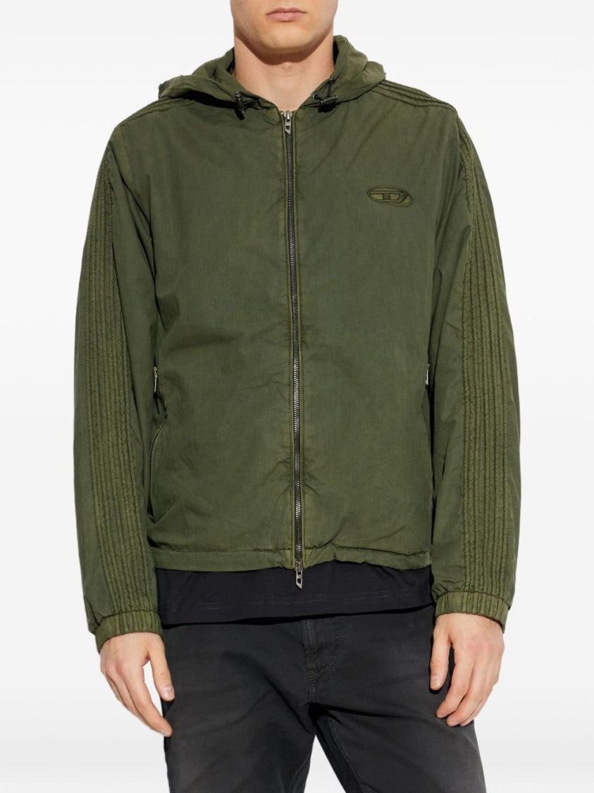 Diesel Green Logo Detail Hooded Zip Jacket