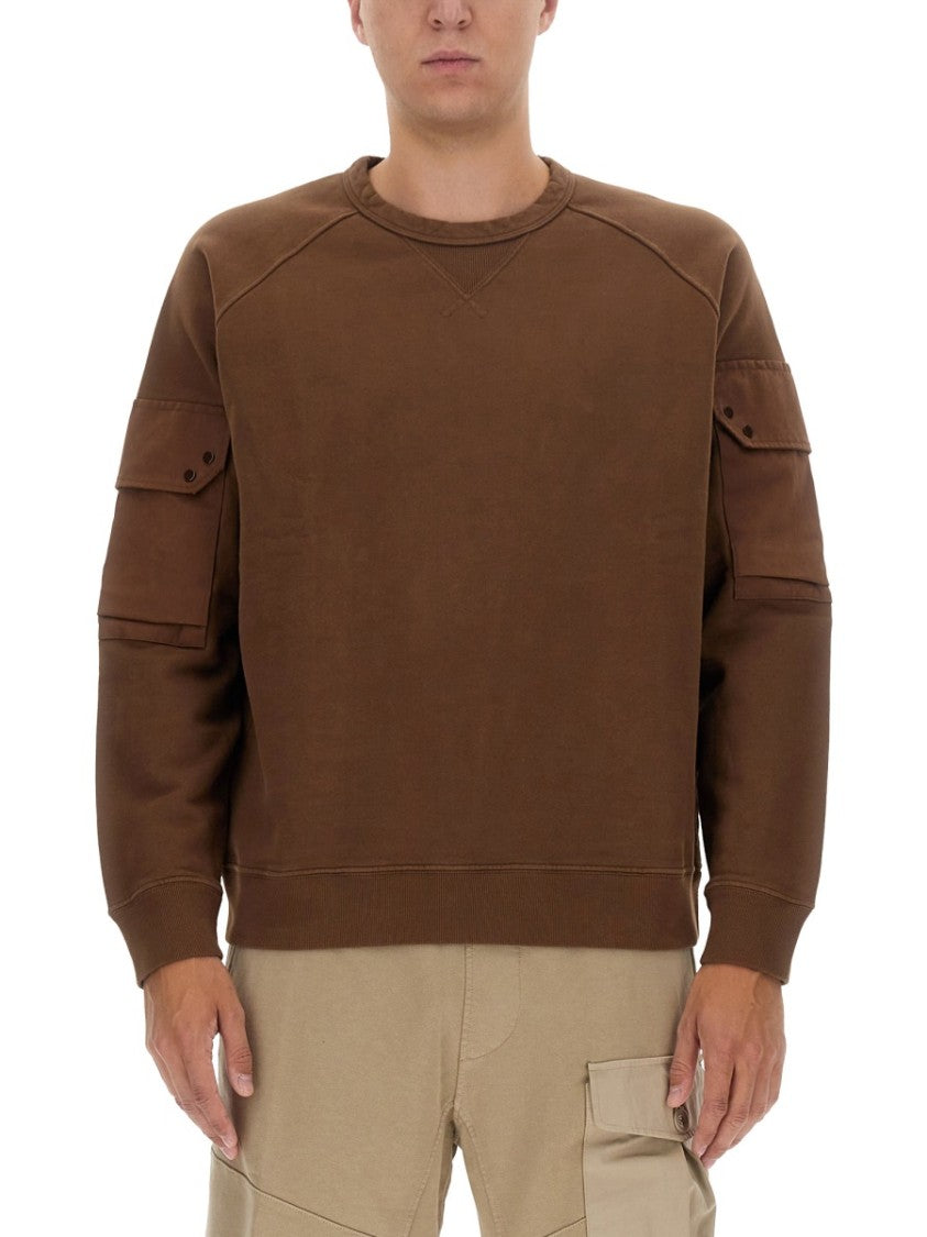 Ten C Regular Fit Brown Sweatshirt With Logo