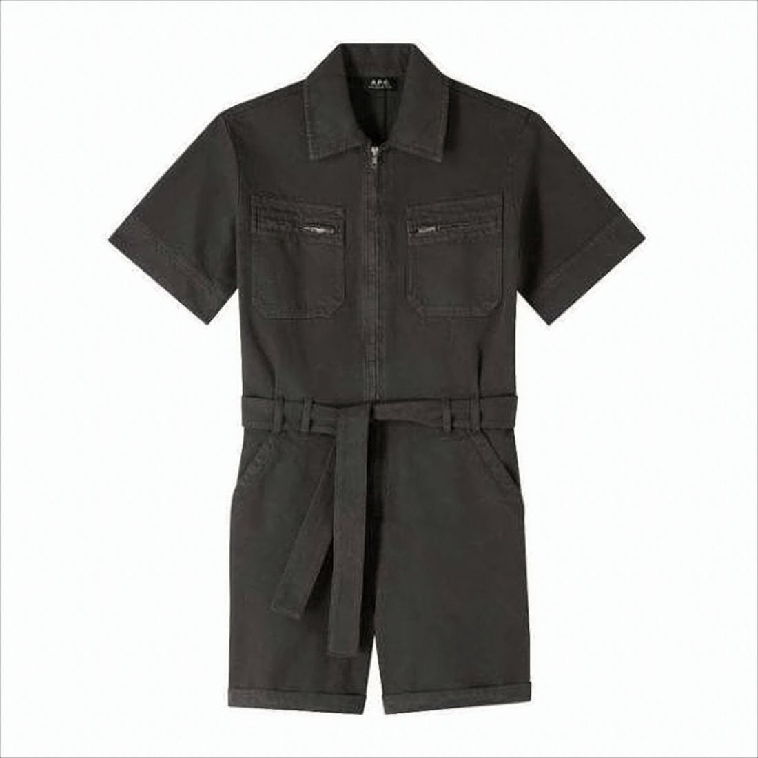 A.P.C. Black Short-Sleeved Jumpsuit With Zippered Pockets