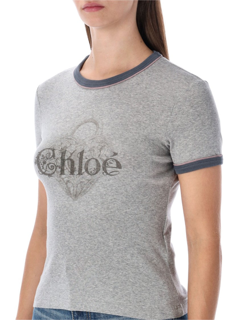 Chloé Grey Chiné Jersey Baby-Fit T-Shirt