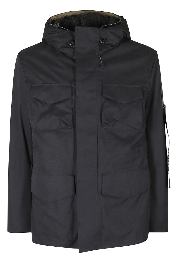 Outhere Field Jacket-Style Coat In Coated Cotton With Flap Pockets