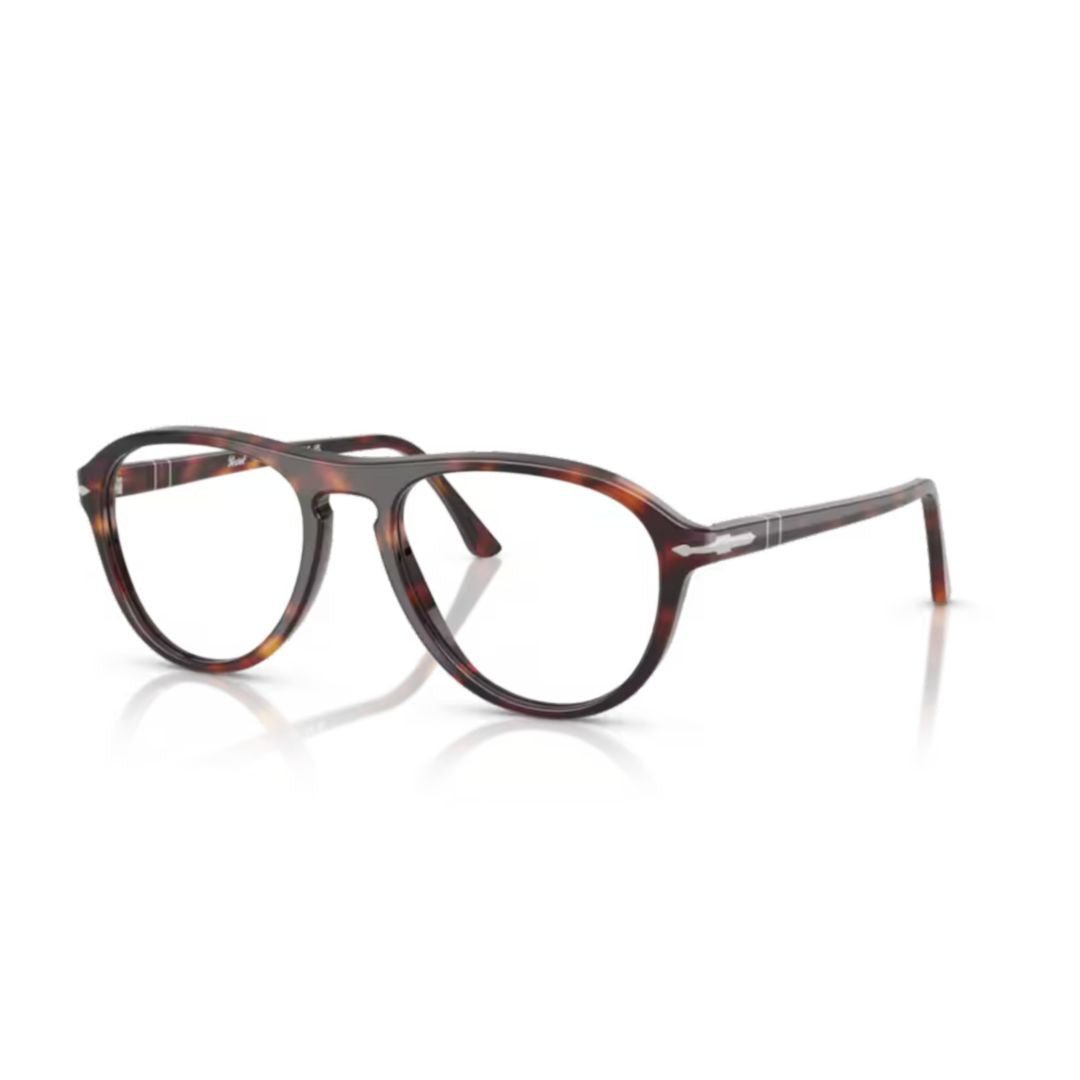 Persol 0Po3371v Round Frame Tortoiseshell Acetate Eyeglasses With Keyhole Bridge