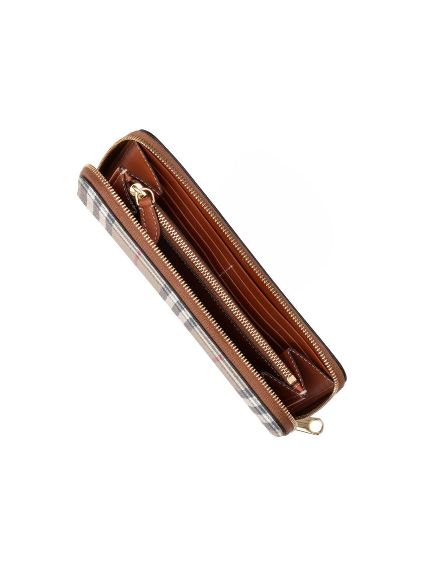 Burberry Beige Check Zip-Around Wallet