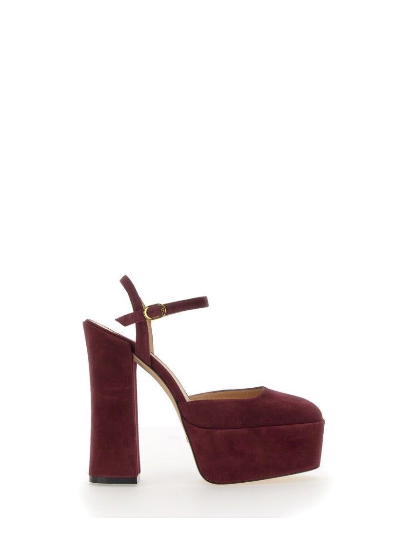 Stuart Weitzman Burgundy Suede Block Heel Platform Pumps