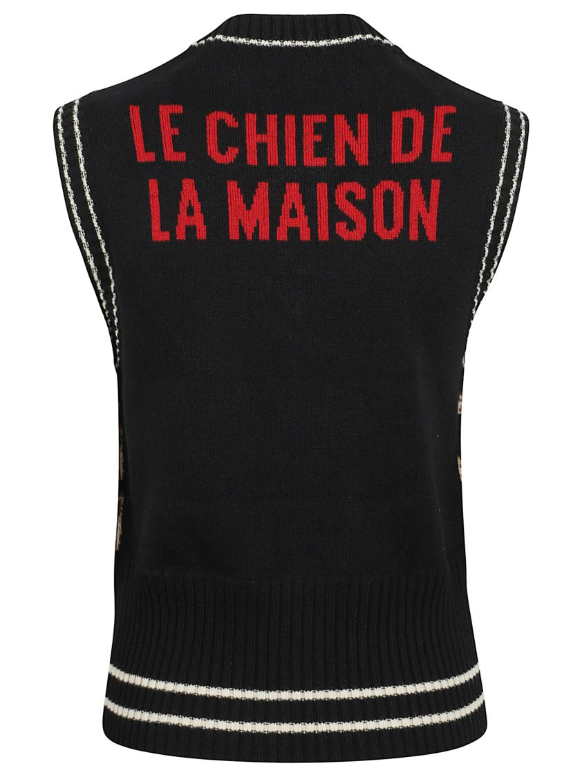 Valentino Garavani Petit Charles Dog Motif Vest With Contrast Trim
