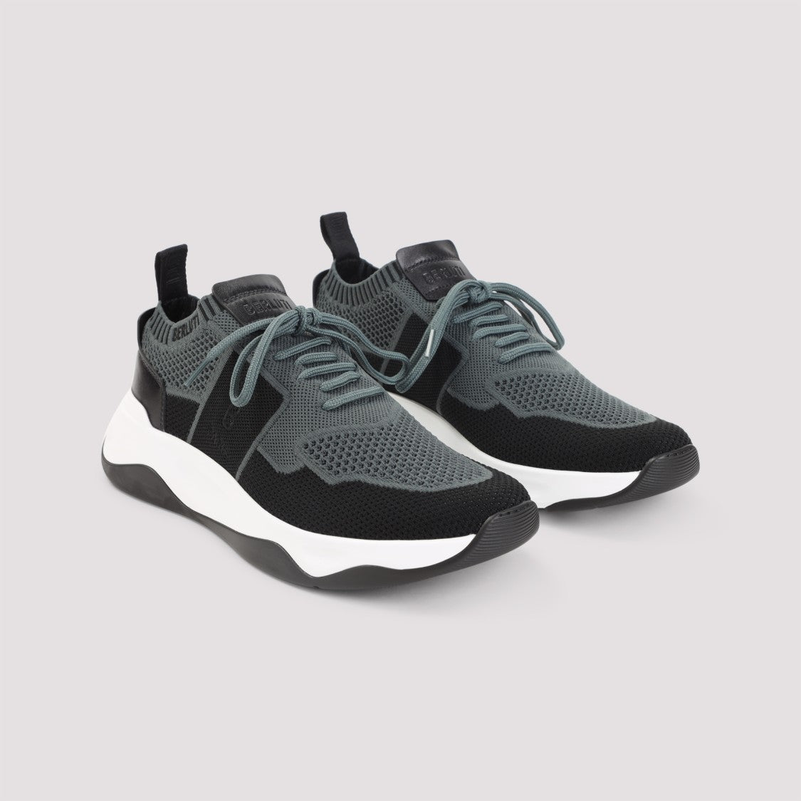 Berluti Breathable Textile And Leather Sneakers With Sole