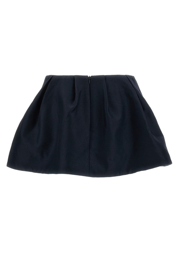 Shushu/Tong Blue Pleated Flared Wool-Blend Mini Skirt