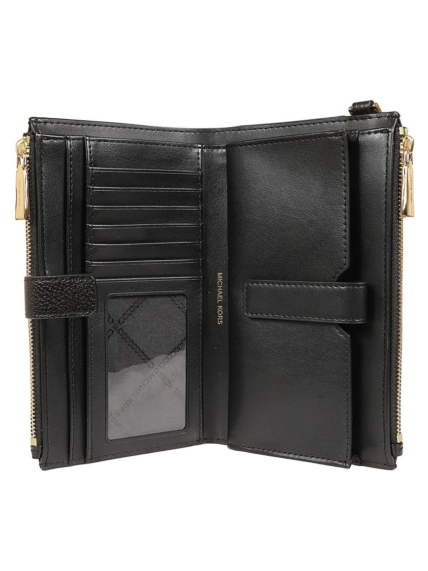 Michael Kors Jet Set Black Grained Leather Compact Wallet
