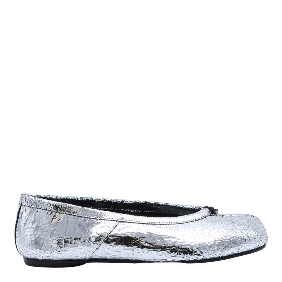 Maison Margiela Split-Toe Flat Shoes With Metallic Silver Finish