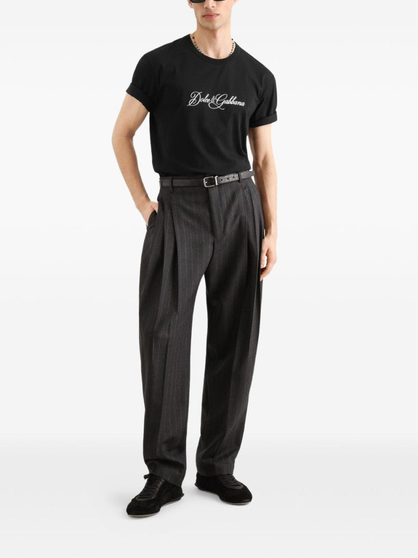 Dolce & Gabbana Black Classic Fit Cotton Ribbed T-Shirt