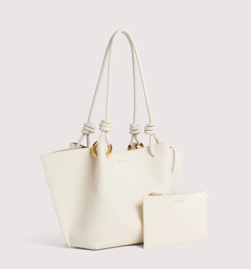 Coccinelle Structured White Grained Leather Shoulder Bag