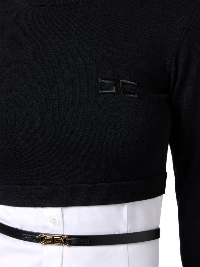 Elisabetta Franchi Layered Turtleneck Sweater With Shirt-Style Base