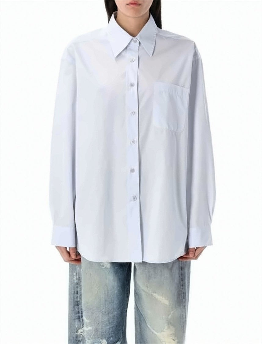 Our Legacy Relaxed Fit White Cotton Shirt With Pointed Collar