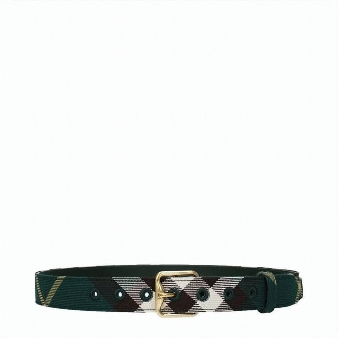 Burberry Classic Check Pattern Belt With Gold-Tone Buckle