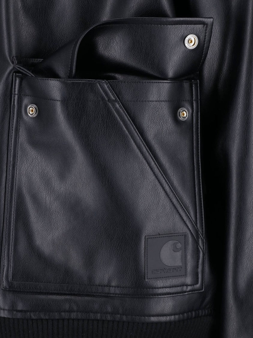 Carhartt Wip Black Arizona Zip Faux Leather Jacket