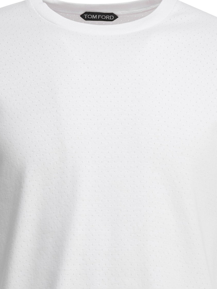 Tom Ford Perforated Textured Cotton T-Shirt