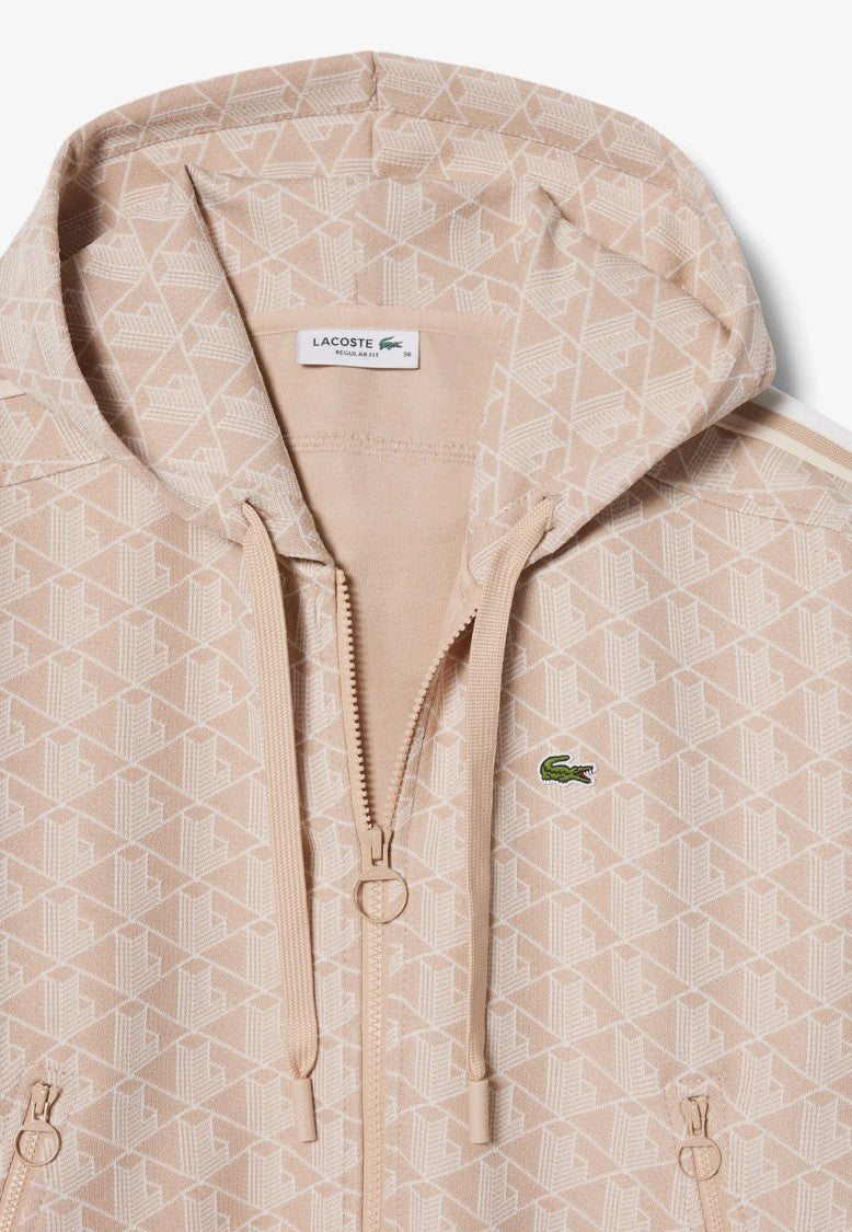 Lacoste Beige Monogram Jacquard Hoodie