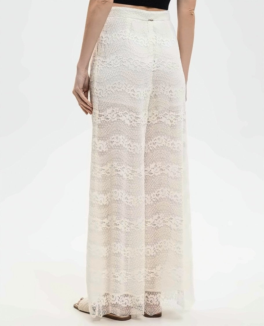 Twin-Set Palazzo Perforated Fabric High Trousers