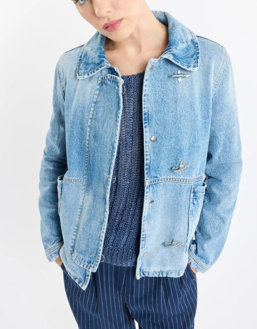 Fay Denim Jacket With Oversized Collar