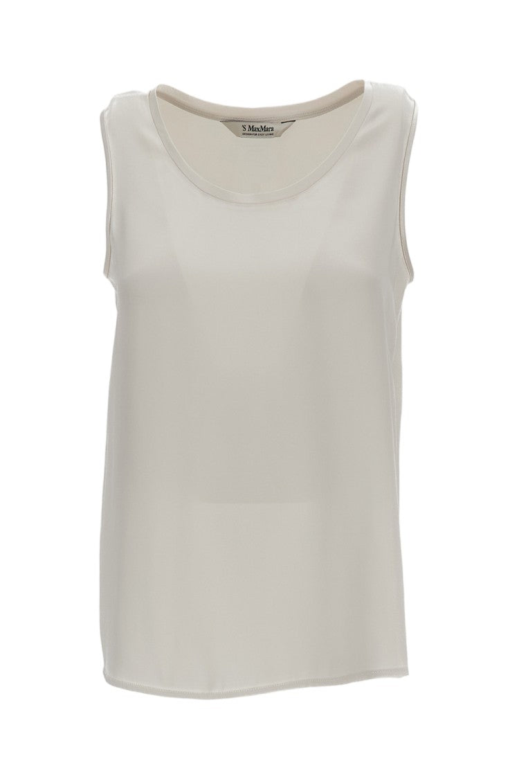 Max Mara White Estri Satin Top