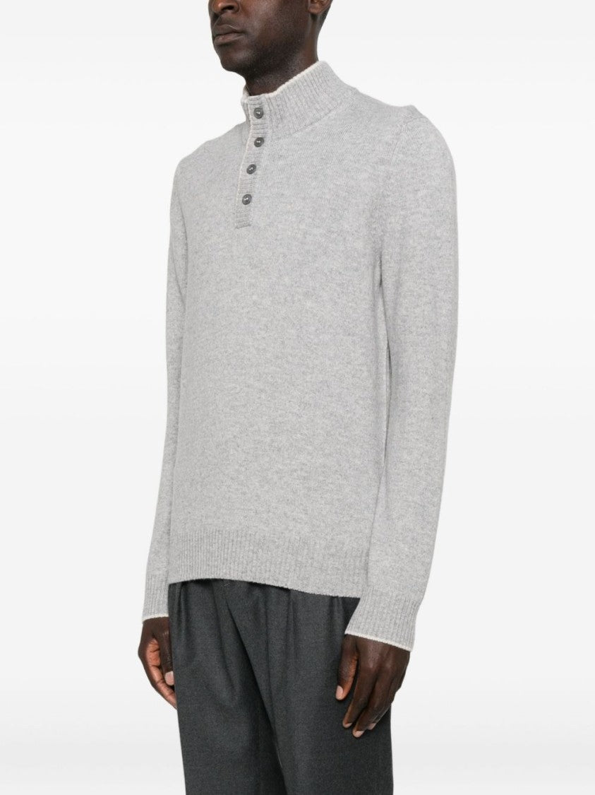 Gran Sasso Solid Grey Knit Sweater With Round Neckline
