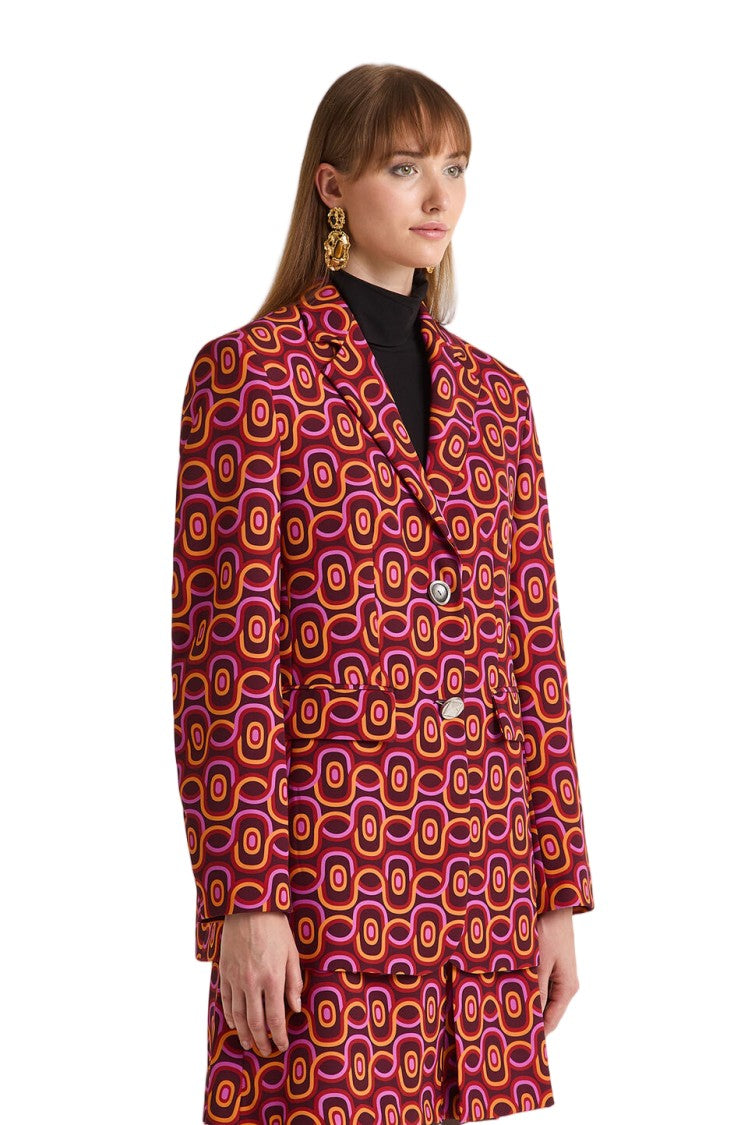 Maliparmi Rolling Chain Printed Double-Button Tailored Blazer