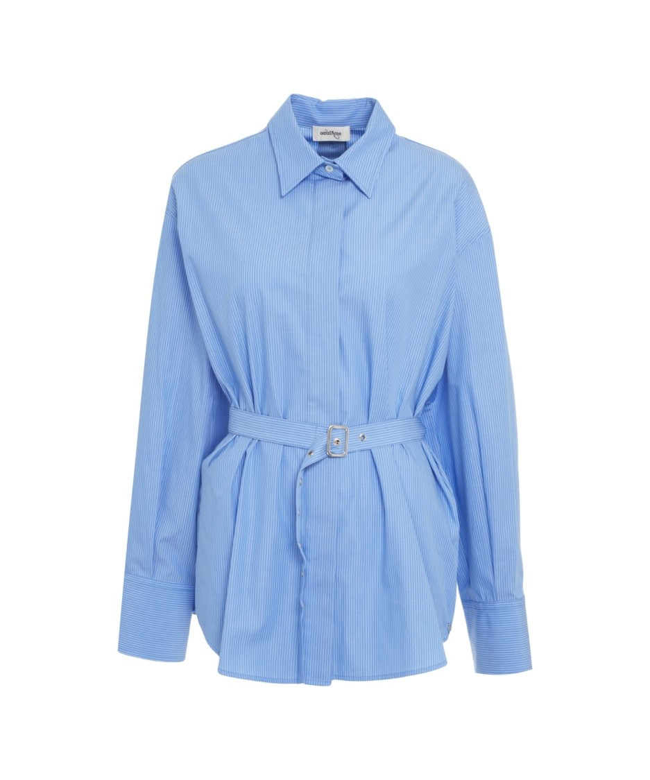 Ottod'ame Striped Long-Sleeve Shirt With Removable Waist Belt