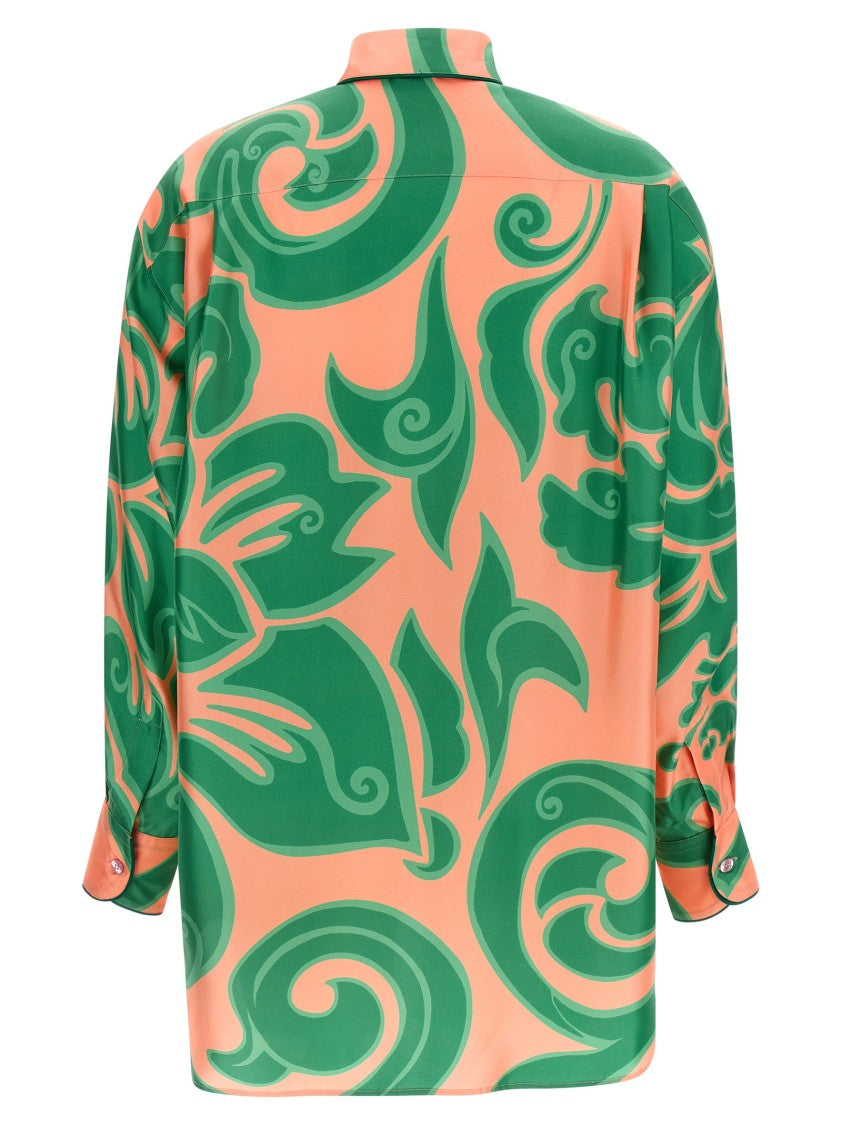 Etro Silk Pajama-Style Shirt With Floral Print And Chest Pocket