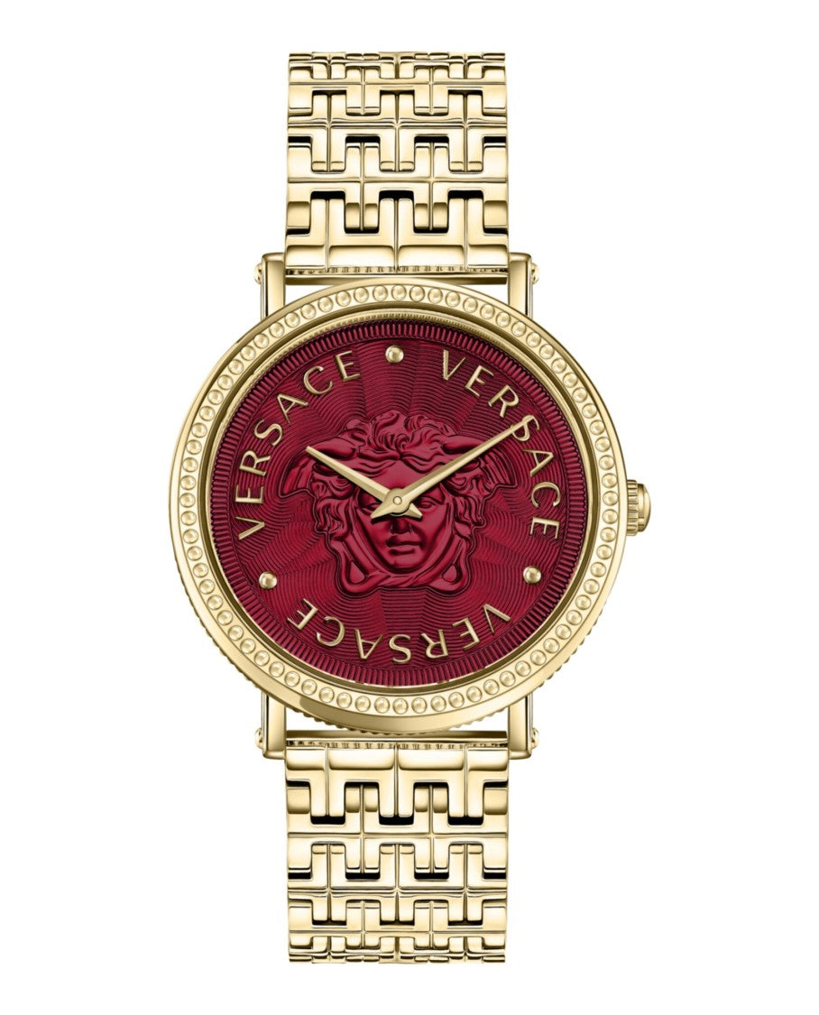 Versace Versace V-Dollar Bracelet Watch With Red Guilloche Dial