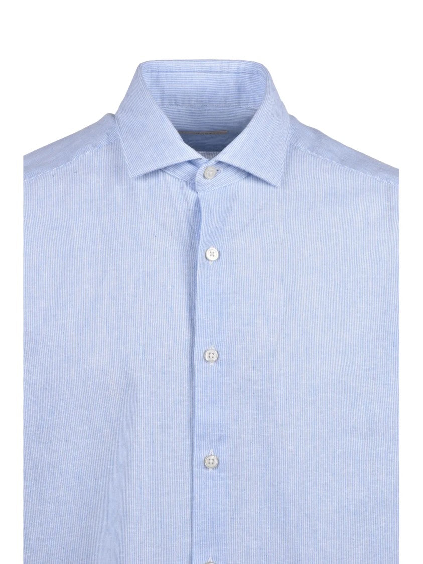 Ghirardelli Light Blue Classic Cotton-Blend Shirt