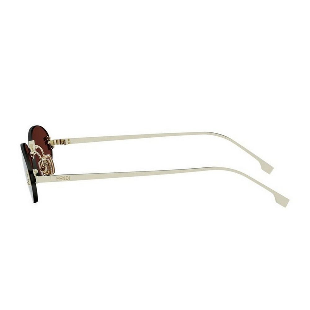 Fendi First Crystal Rimless Oval Metal Sunglasses