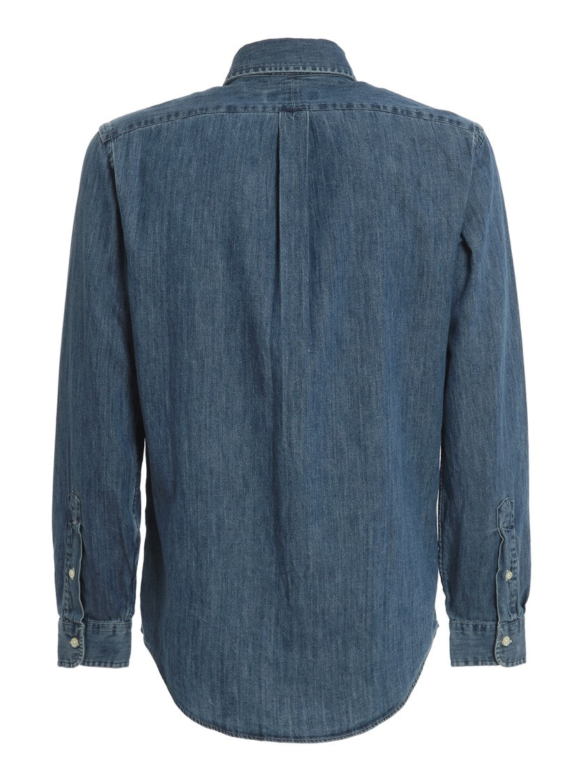Polo Ralph Lauren Cotton Denim Sport Shirt With Mother-Of-Pearl Buttons