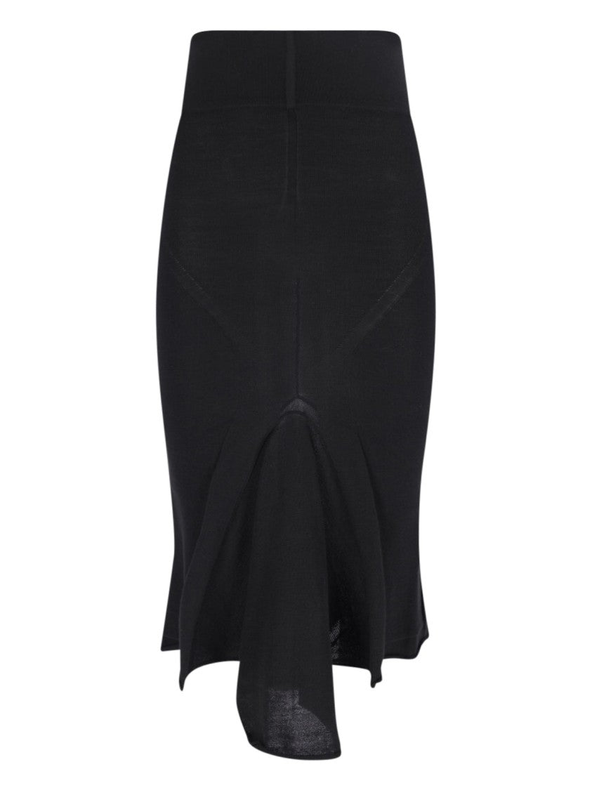 Rick Owens Asymmetric Midi Skirt – Black