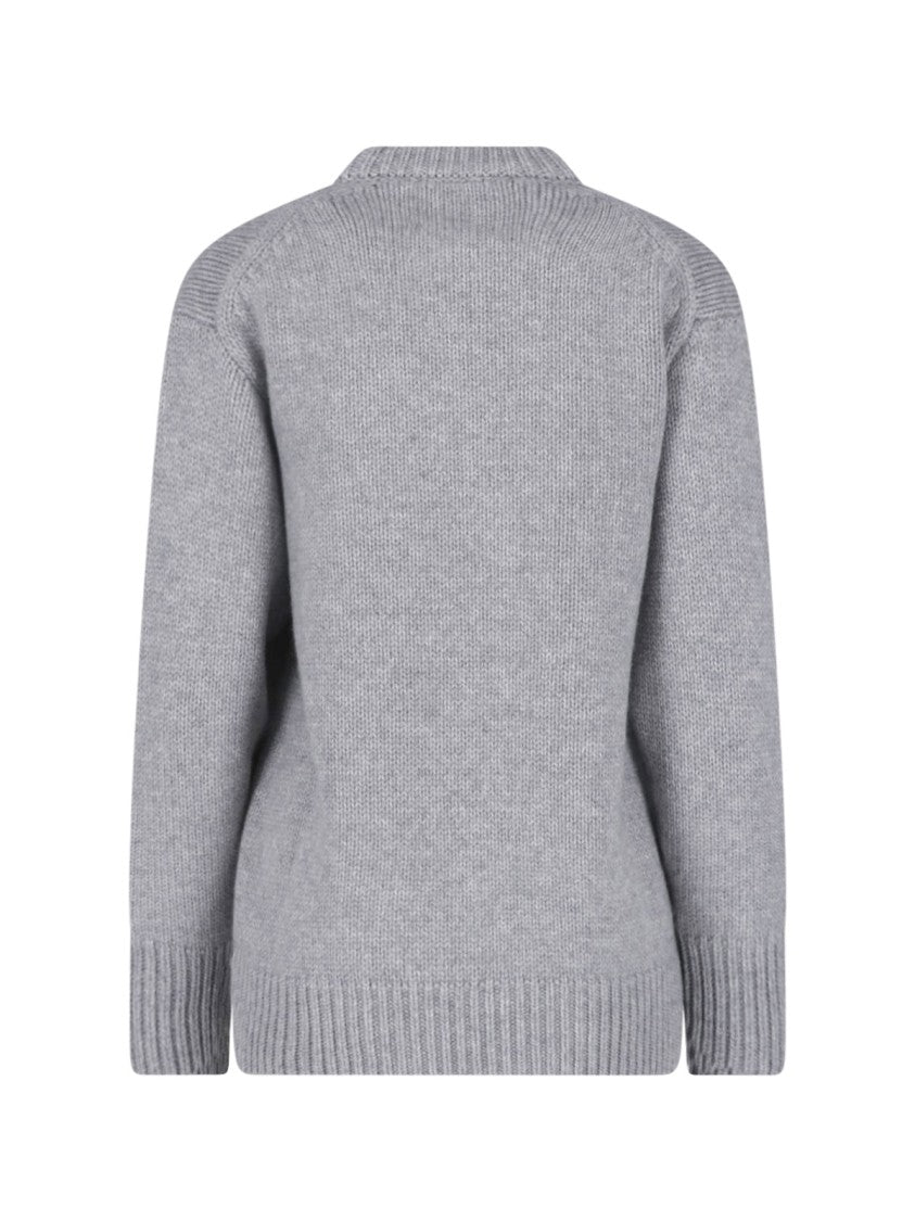 Malo Grey Ribbed Crewneck Cashmere Sweater