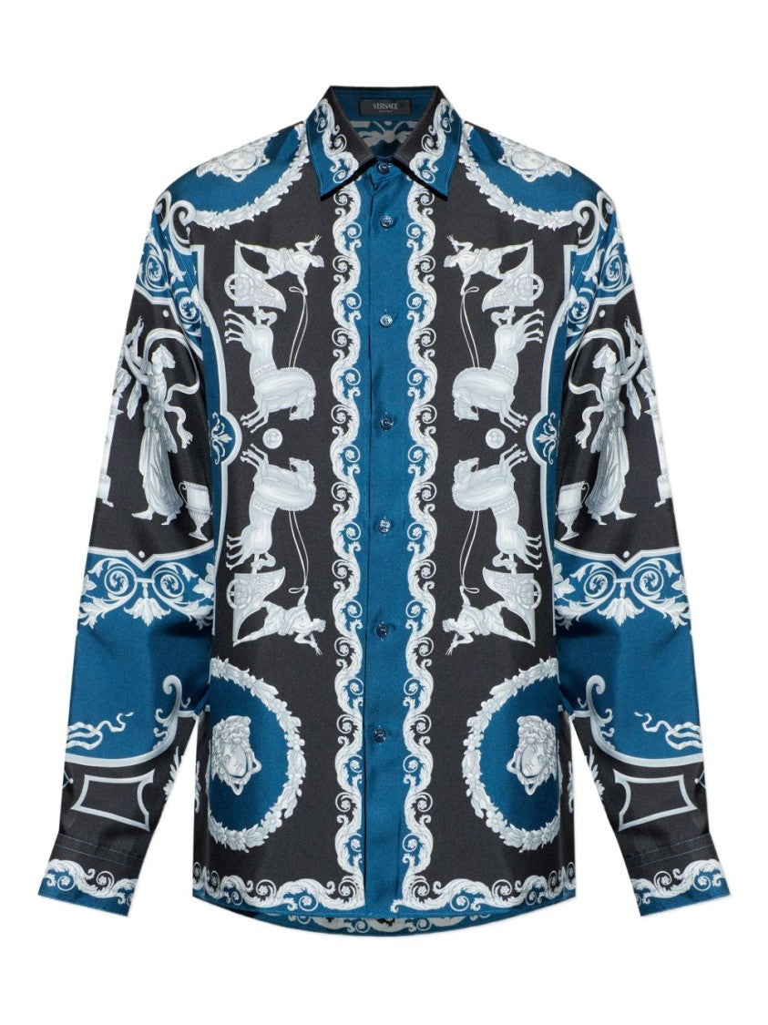 Versace Silk And Nylon Point Collar Shirt