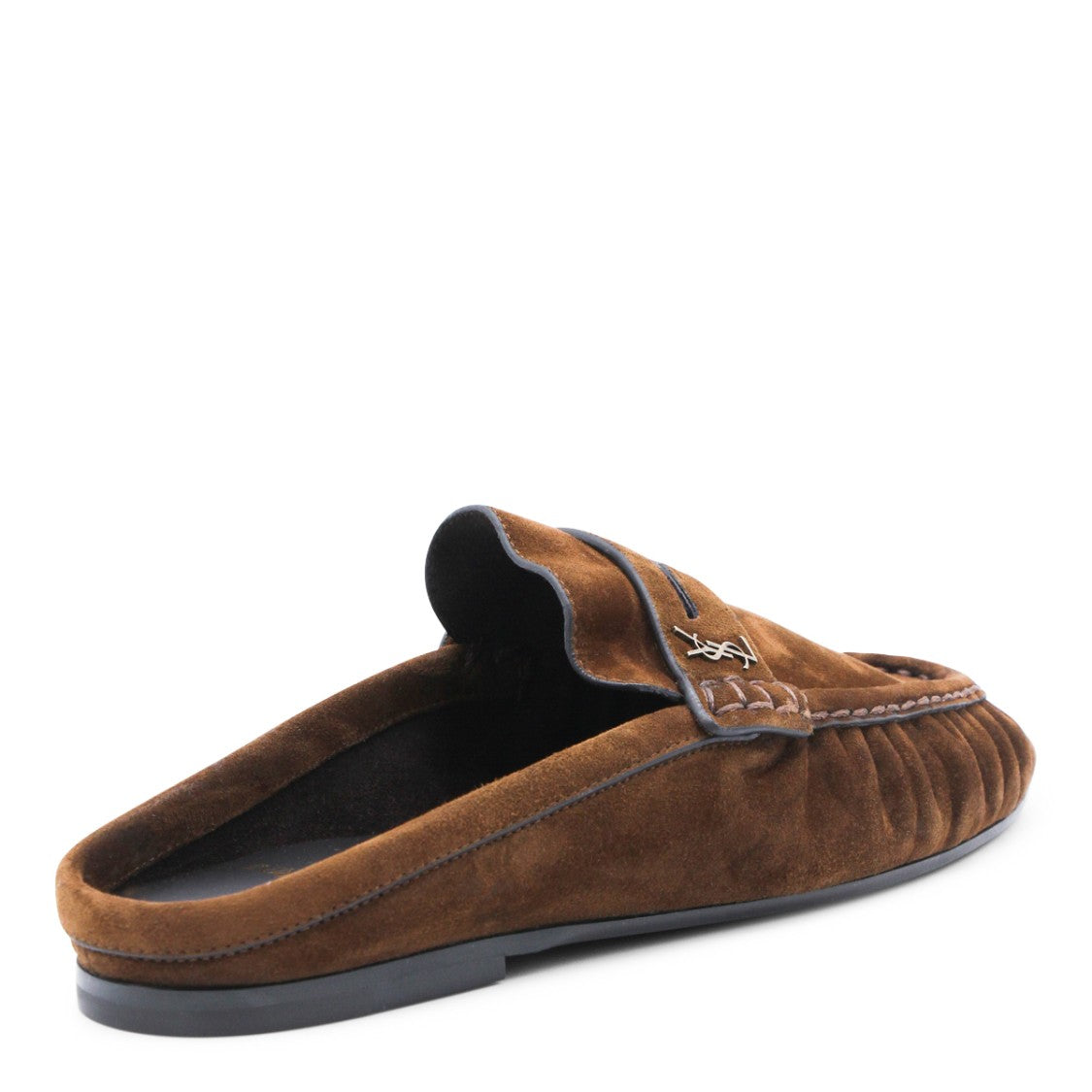 Saint Laurent Brown Suede Moccasin-Style Mules