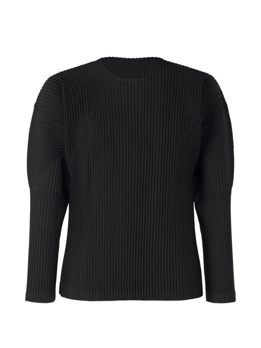 Homme Plissé Issey Miyake Black Structured Shoulder Pleated Top