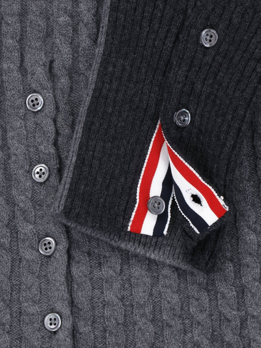 Thom Browne Cable Knit Contrasting Collar Unique Accents Sweater