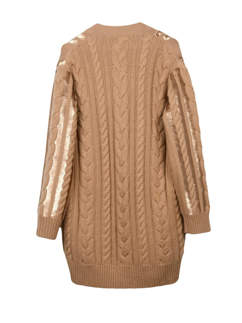 Max Mara Beige Wool-Blend Cable Cardigan