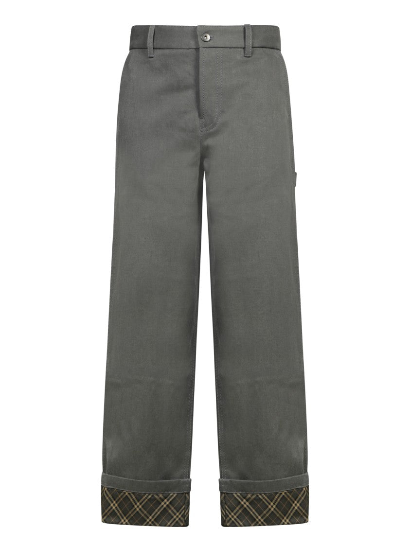 Burberry Tailored Grey Trousers With Unique Cuff Detail