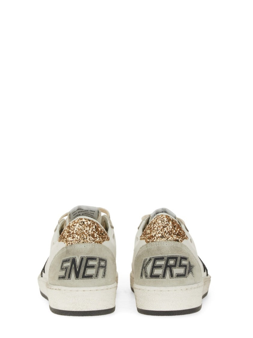 Golden Goose Ballstar Distressed Off-White Leather Sneakers