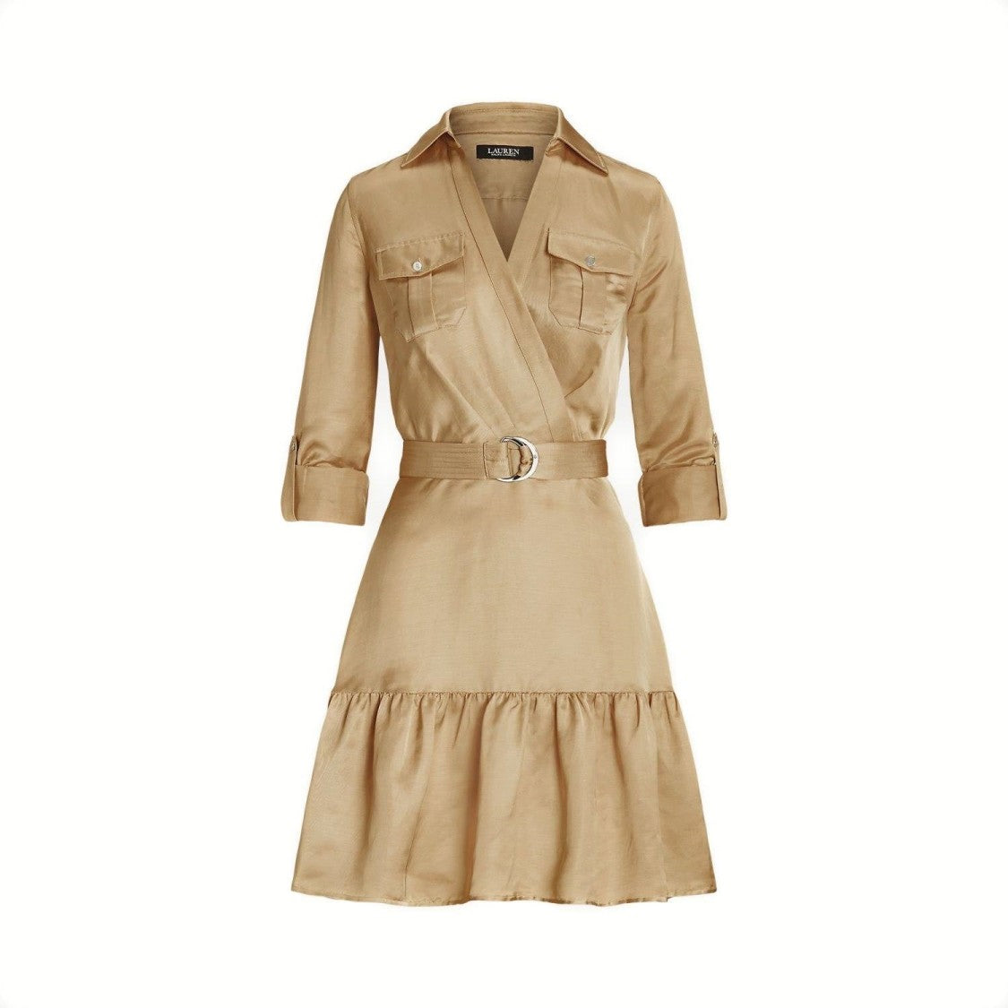 Lauren Ralph Lauren Belted Midi Dress With Ruffled Hem