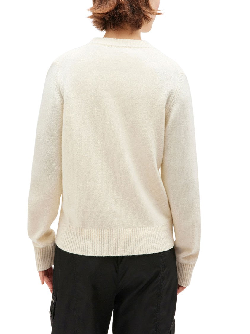 Ganni Crafted Wool Blend Puppy Love Crewneck Sweater