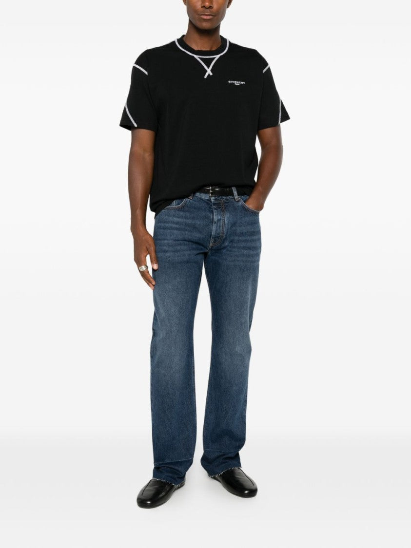 Givenchy Black Contrast Stitching Short-Sleeve T-Shirt